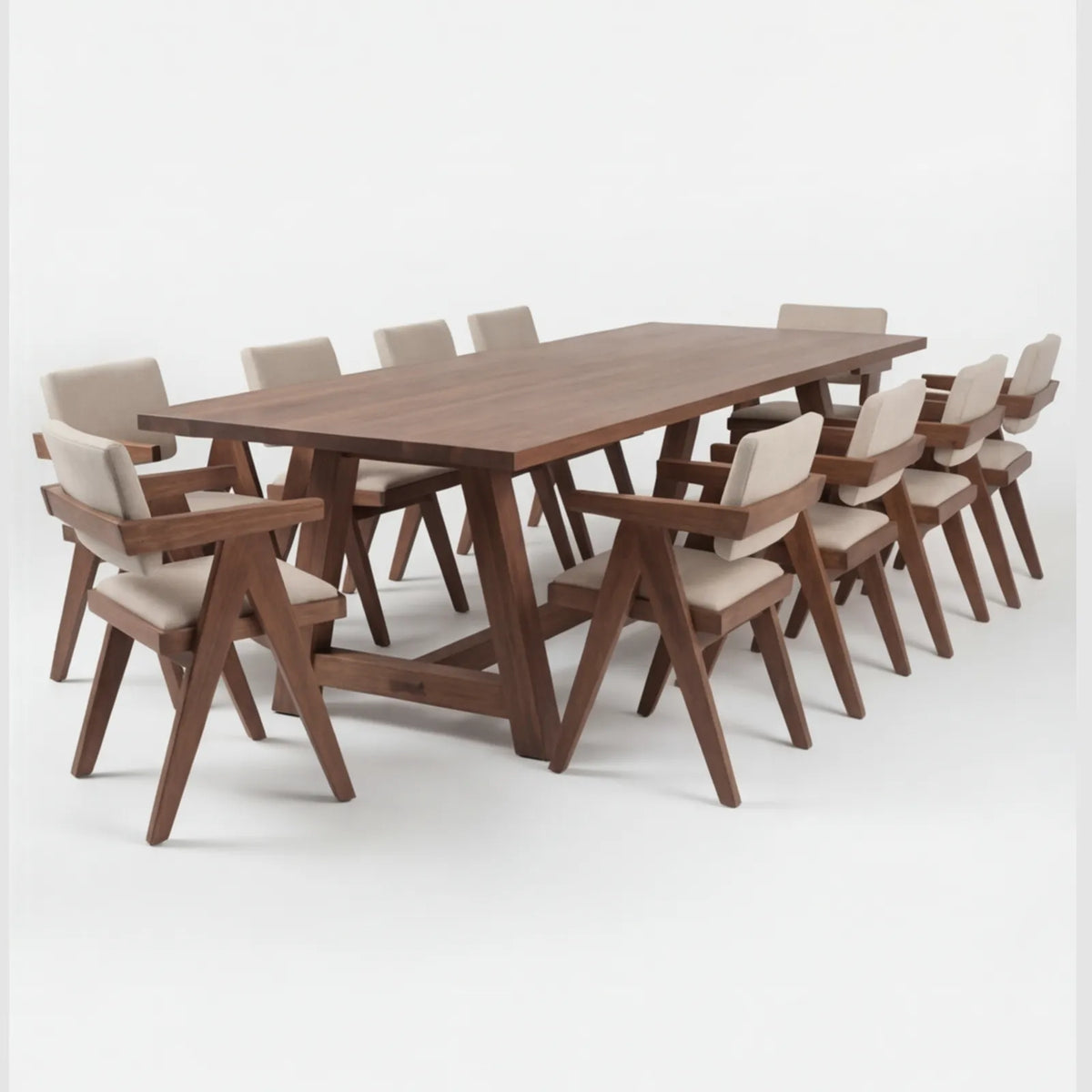 Conjunto de Comedor Quorum en Nogal y Madera Sólida · Diseño Arquitectónico