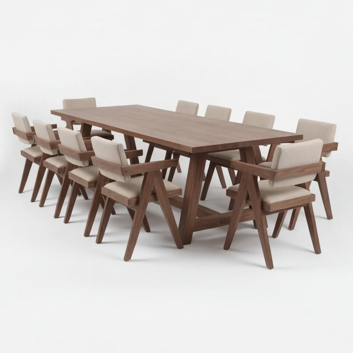 Conjunto de Comedor Quorum en Nogal y Madera Sólida · Diseño Arquitectónico