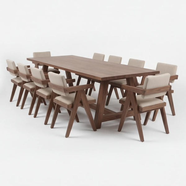 Conjunto de Comedor Quorum en Nogal y Madera Sólida · Diseño Arquitectónico