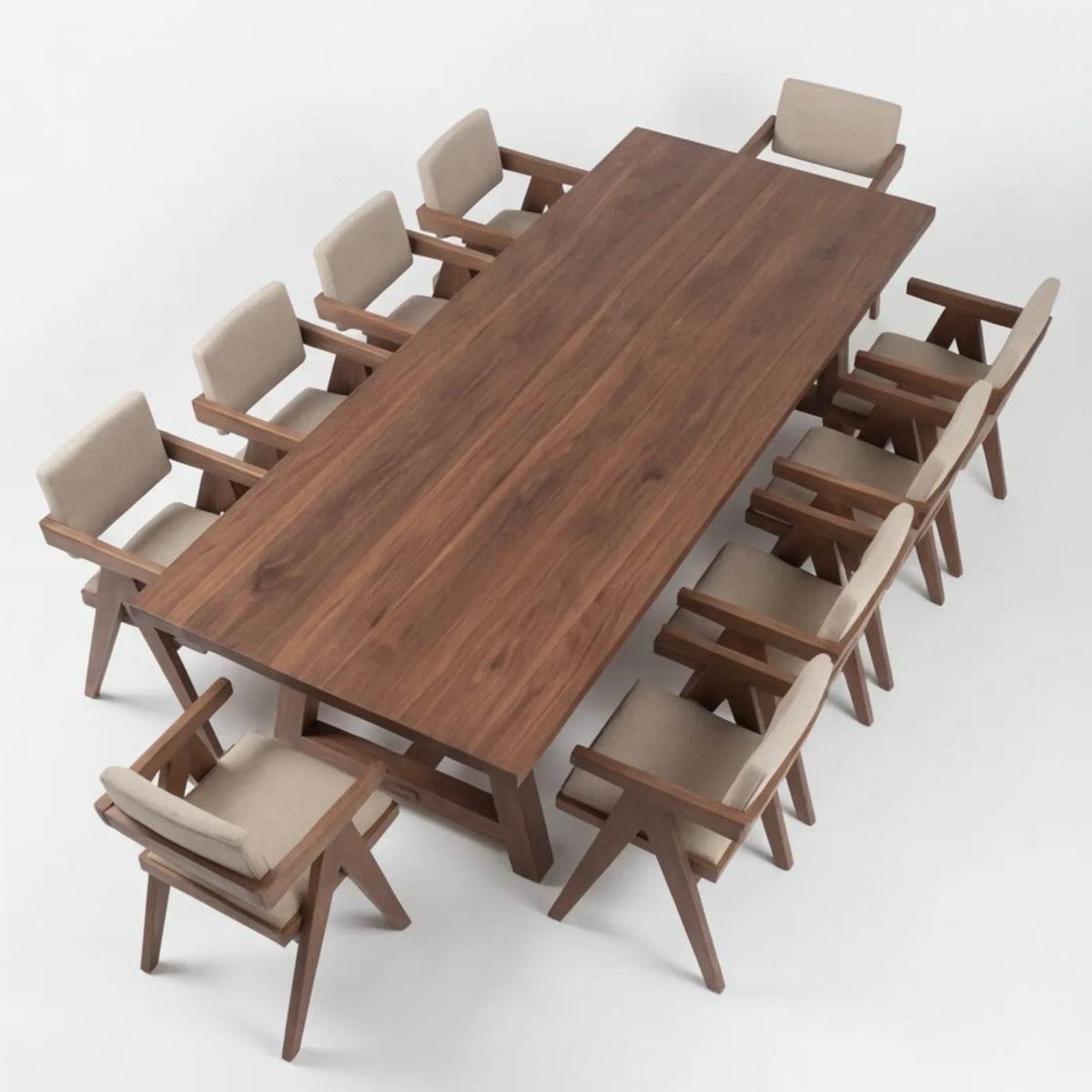 Conjunto de Comedor Quorum en Nogal y Madera Sólida · Diseño Arquitectónico