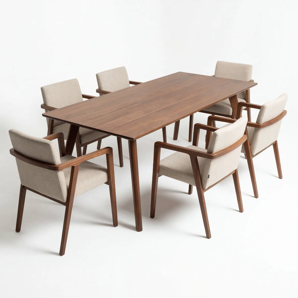 Comedor Toren en Nogal y Rosa Morada Sólida · Escultural