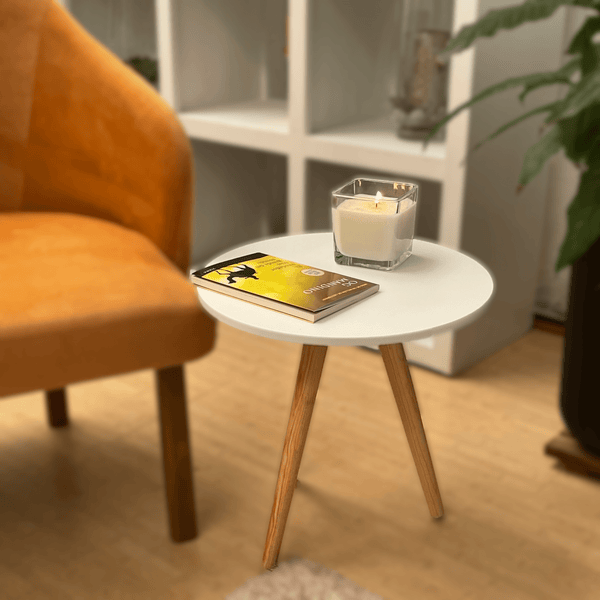 Mesa Lateral Pino Rila Blanca · Diseño Moderno