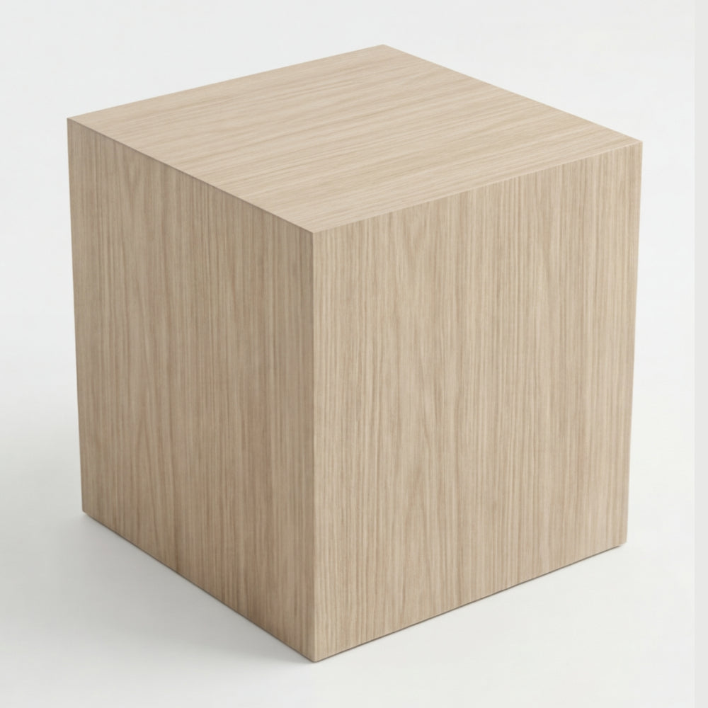 Mesa Lateral Cubo Japandi en Madera Natural · Minimalista