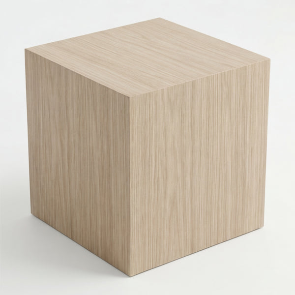 Mesa Lateral Cubo Japandi en Madera Natural · Minimalista