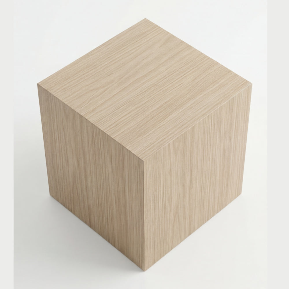 Mesa Lateral Cubo Japandi en Madera Natural · Minimalista