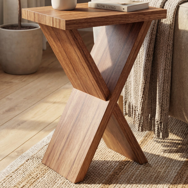 Mesa Lateral X en Madera Natural · Arquitectónico