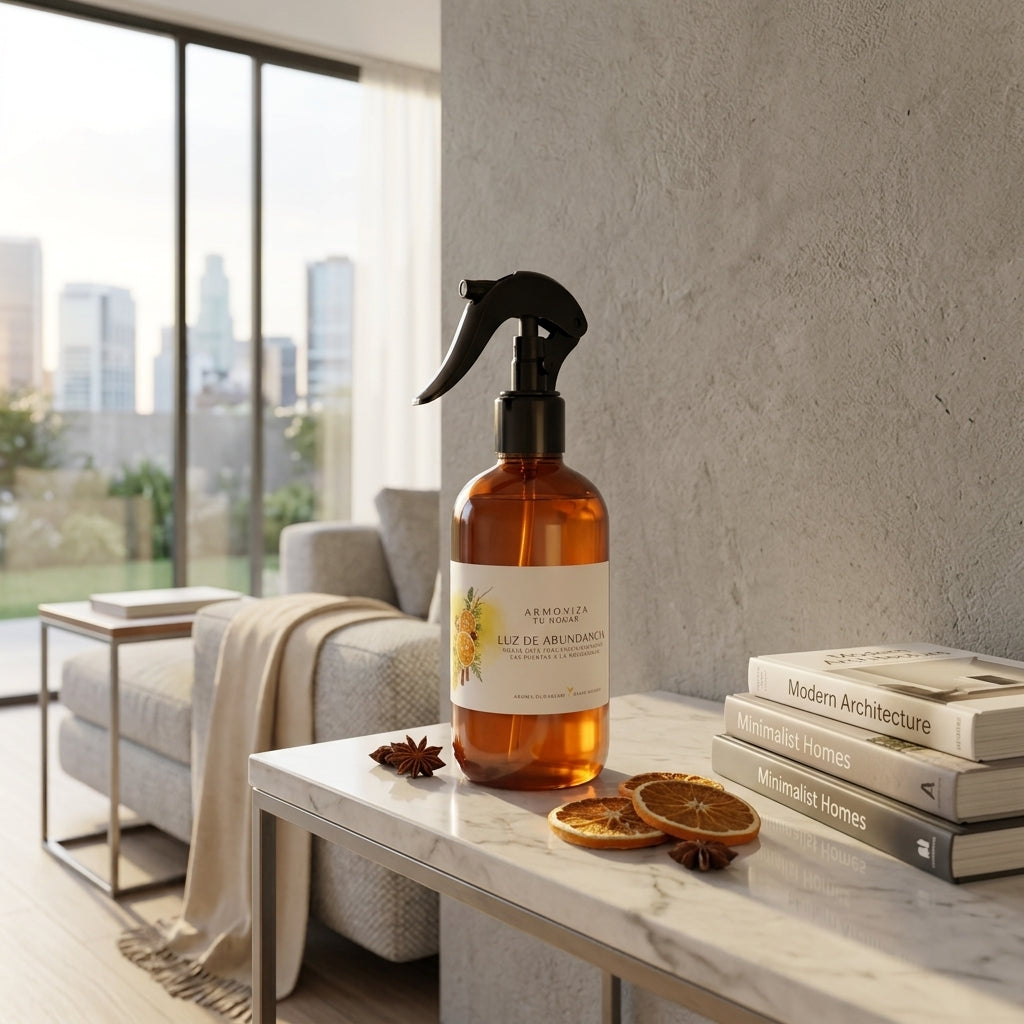 Vista de escala y proporciones de Colección Prospera: Spray Aromatizante de Abundancia