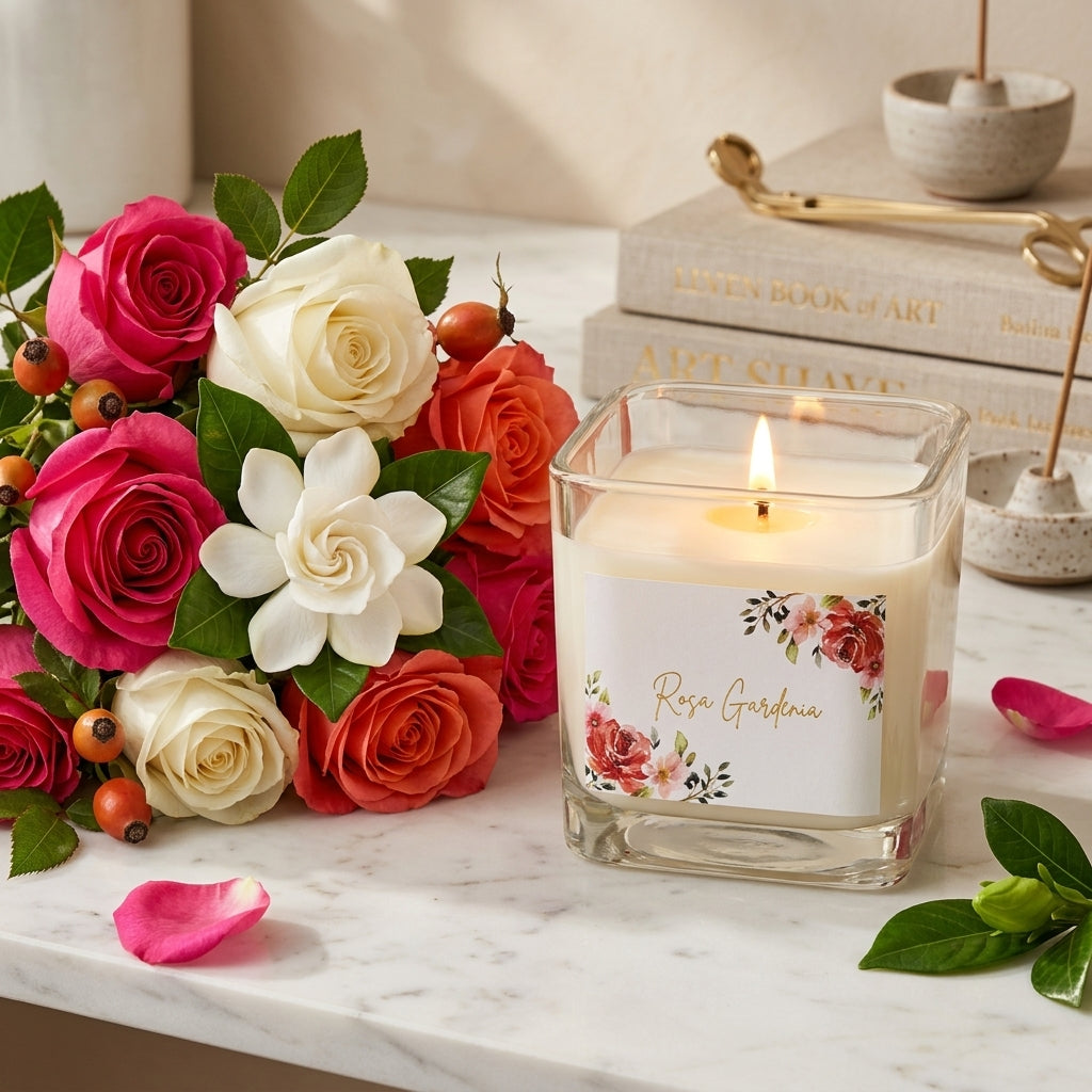 Vela aromática Rosa gardenia floral 400 gramos