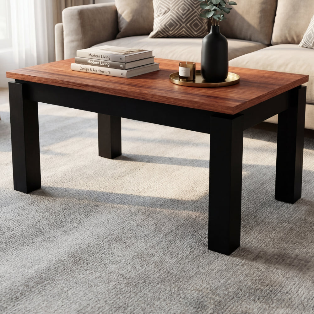Mesa Centro Diseño Bi-Tono en Madera Natural Sólida · Escultural