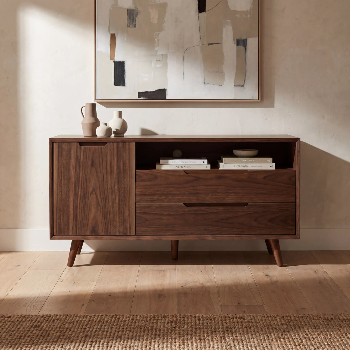 Mueble de TV Coren · Nogal y Rosa · Diseño Premium