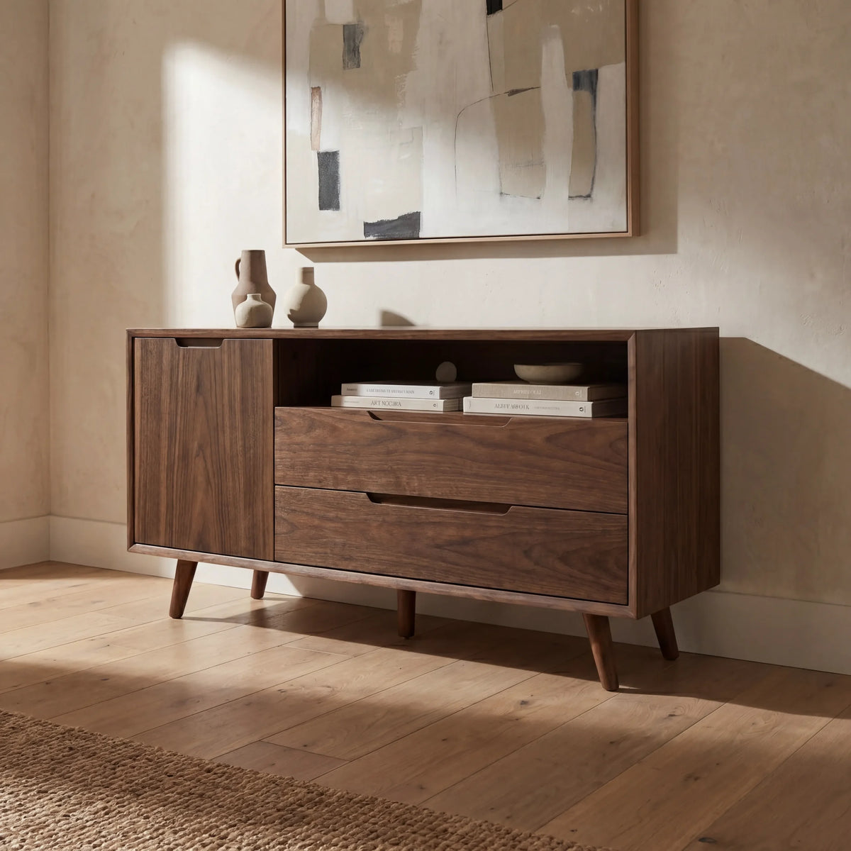 Mueble de TV Coren · Nogal y Rosa · Diseño Premium