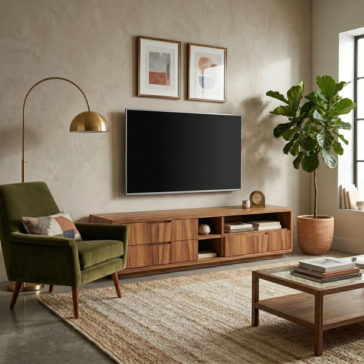 Mueble de TV Délan · Parota · Flotante Elegante