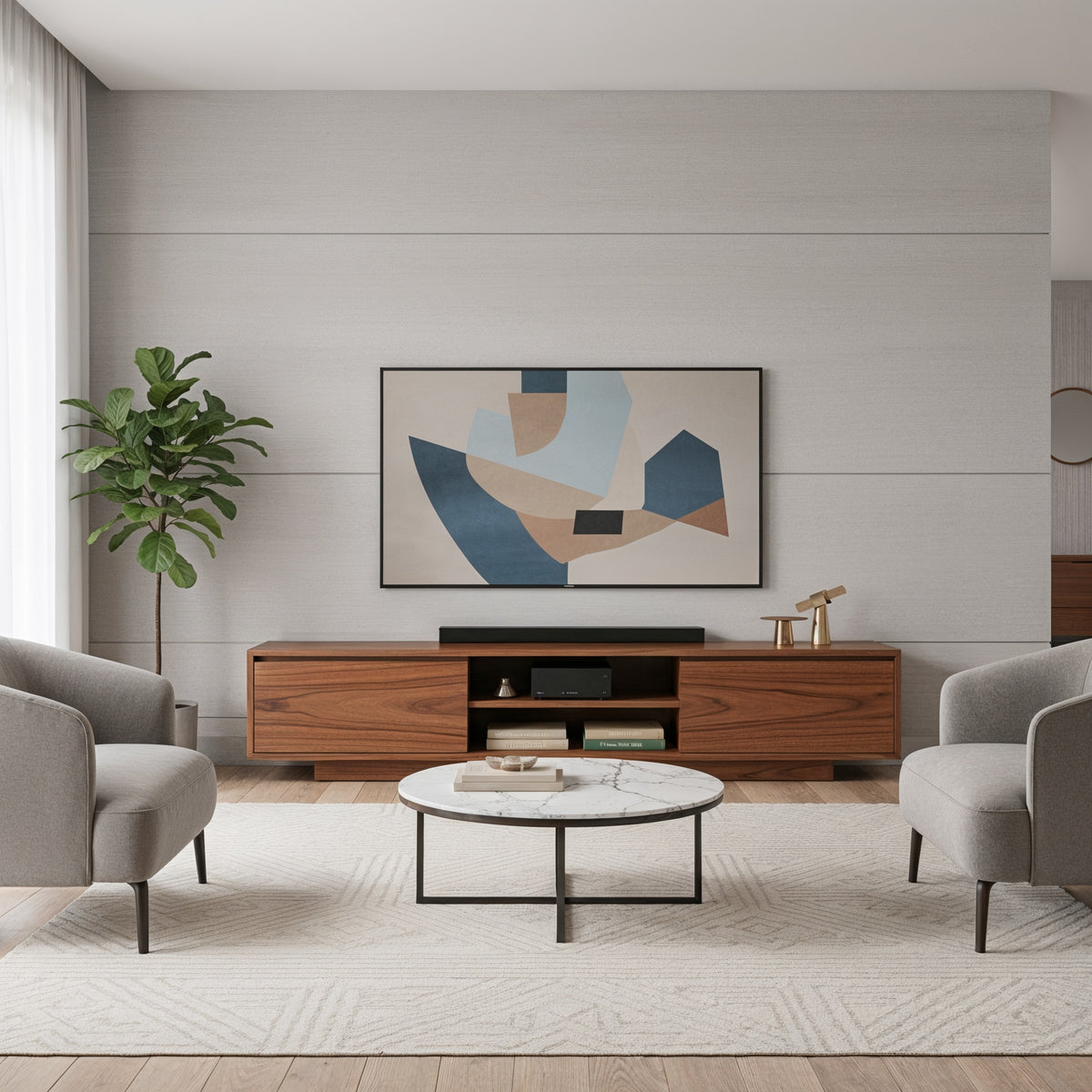 Mueble de TV Thalen · Nogal · Diseño Minimalista