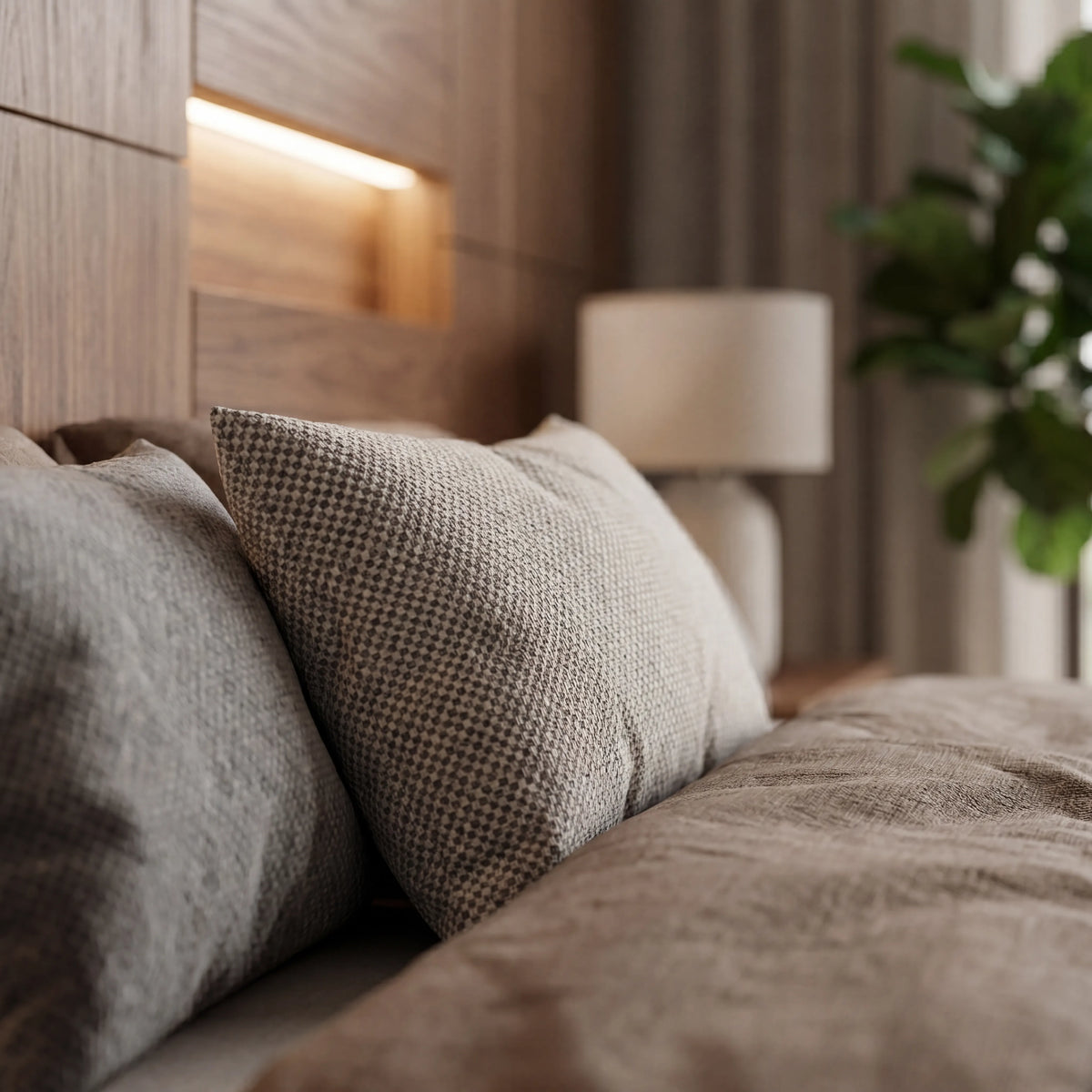 Juego de Recámara Nordik en Nogal Claro con Nichos LED - Foto 7 Lemich