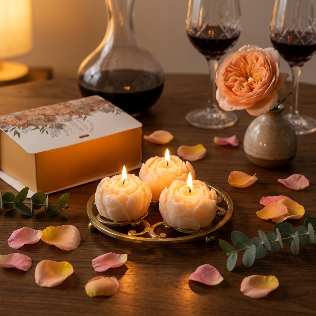 Velas aromáticas rosas frescas