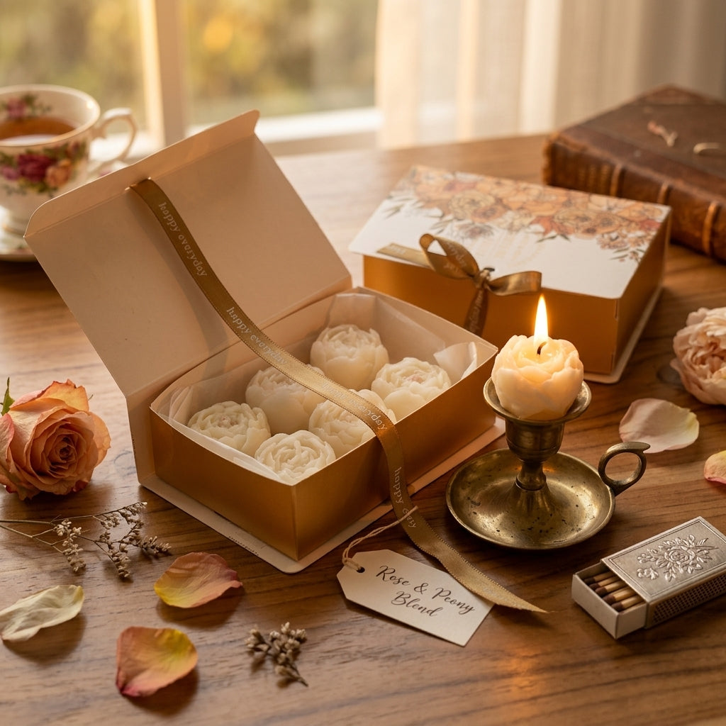 Velas aromáticas rosas frescas