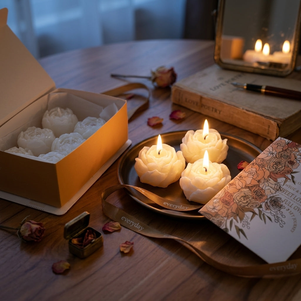 Velas aromáticas rosas frescas