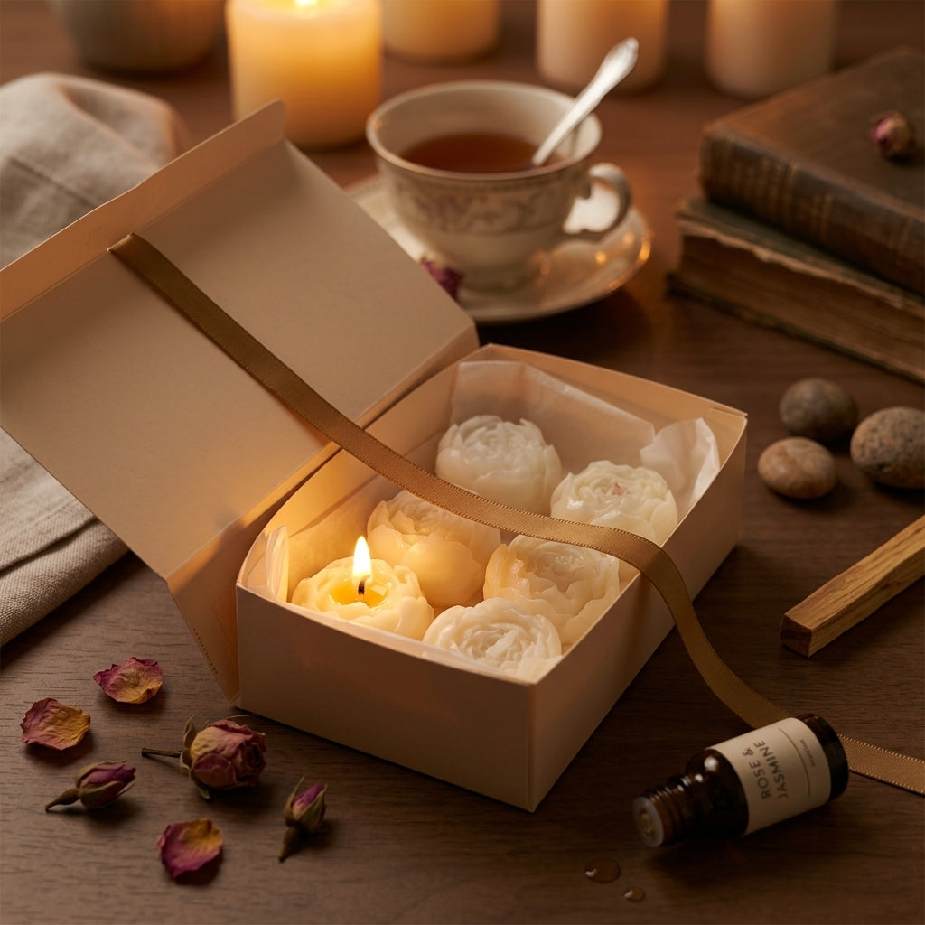 Velas aromáticas rosas frescas