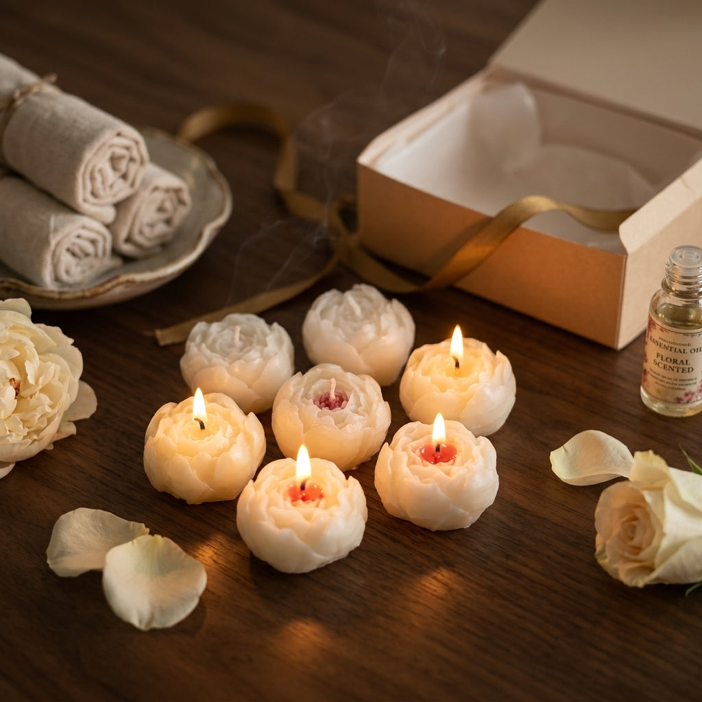 Velas aromáticas rosas frescas