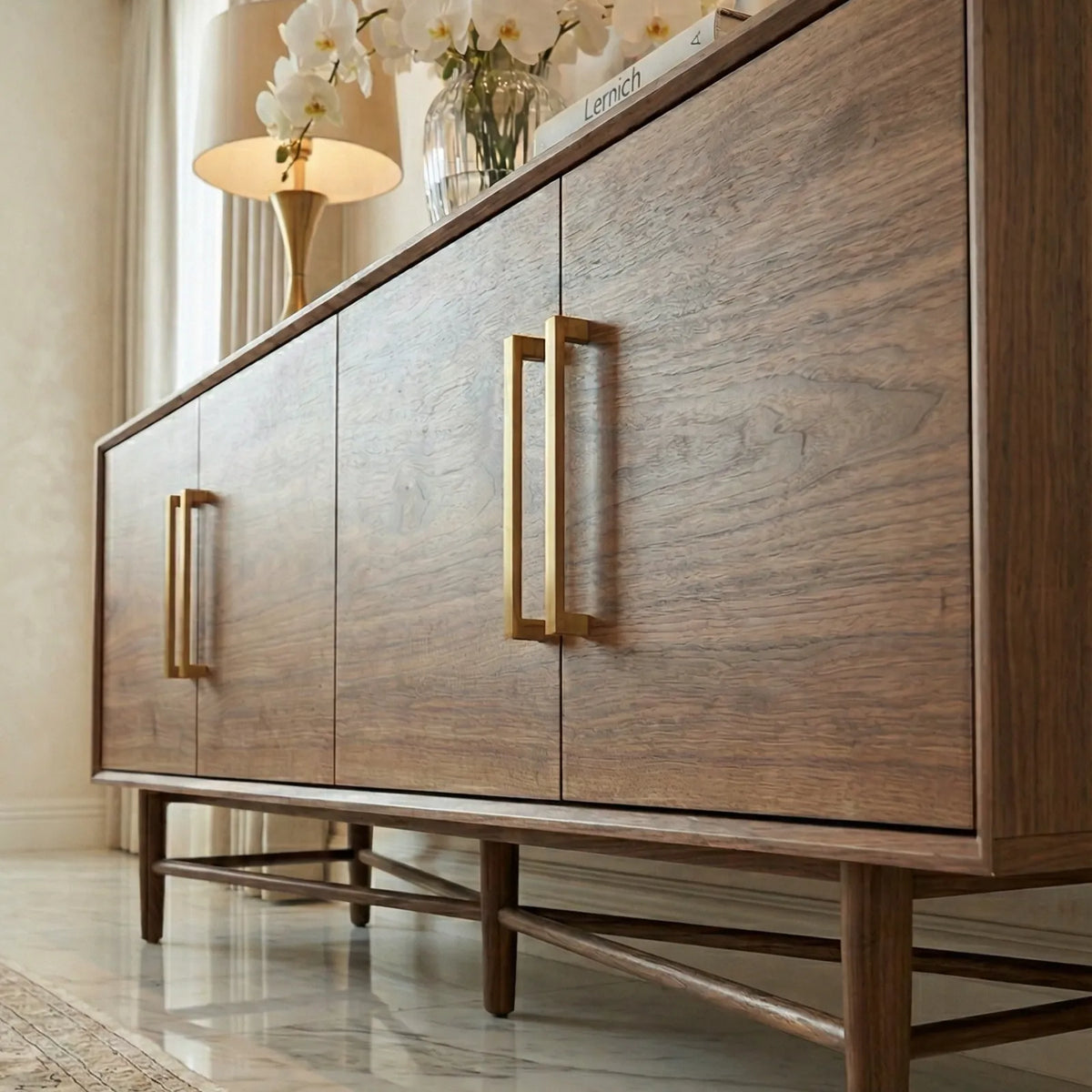 Buffet Podena – Credenza en Nogal Oscuro con Dorado