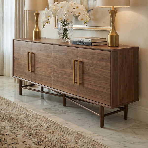 Buffet Podena – Credenza en Nogal Oscuro con Dorado - vista alternativa