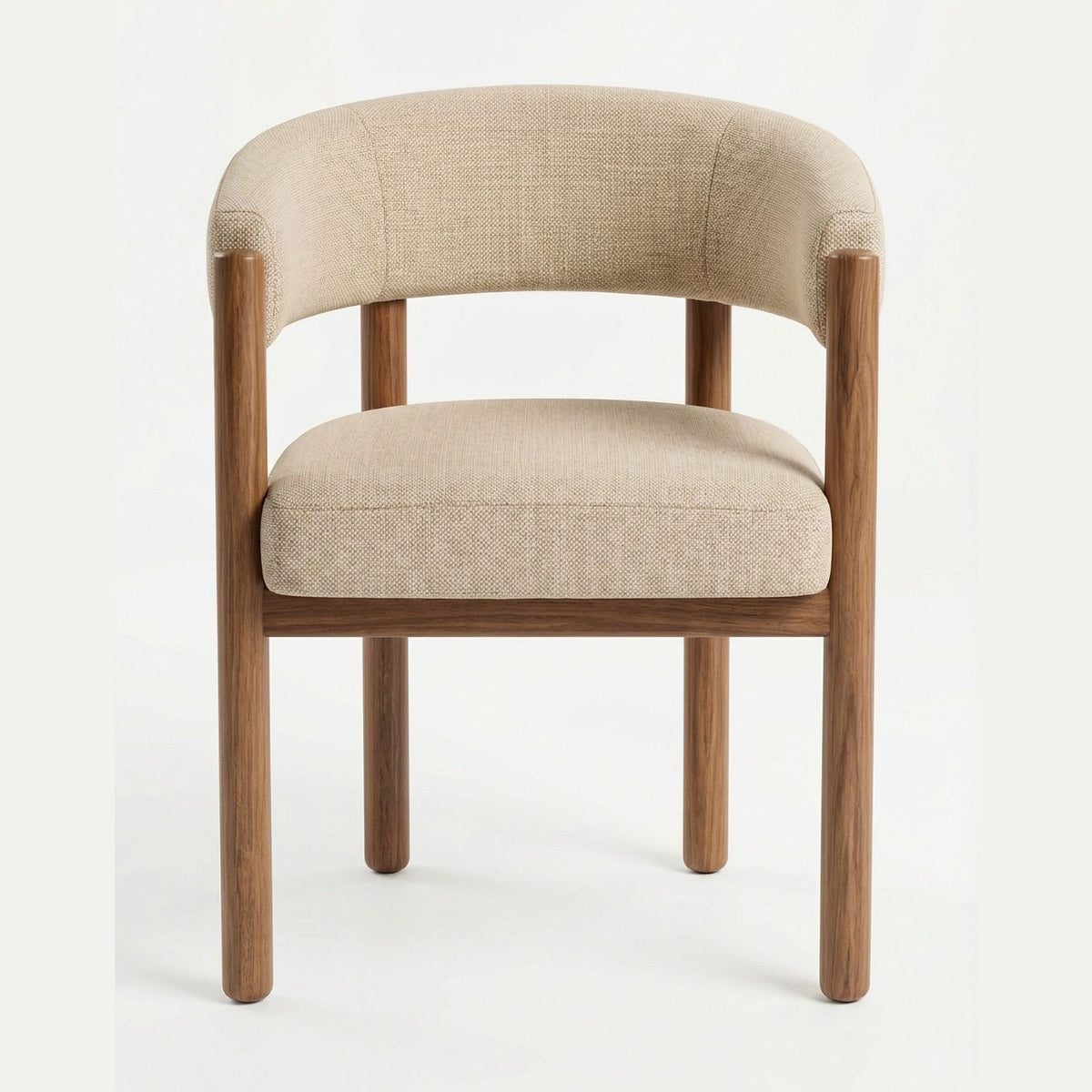 Silla Caelum en Madera Sólida y Textil Bouclé · Escultural Orgánico