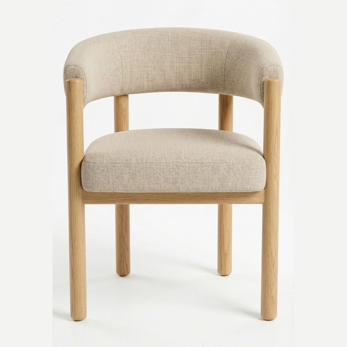 Silla Caelum en Madera Sólida y Textil Bouclé · Escultural Orgánico
