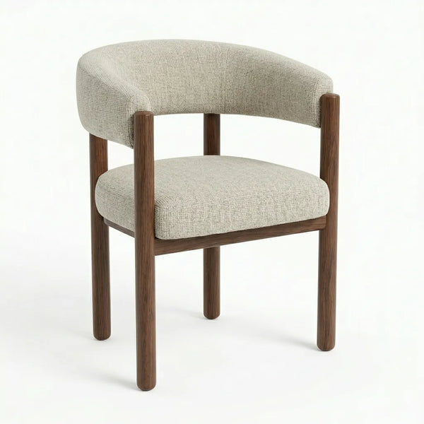 Silla Caelum en Madera Sólida y Textil Bouclé · Escultural Orgánico