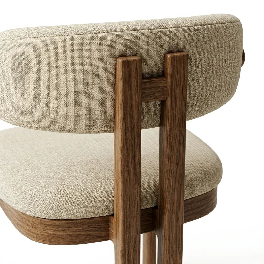 Silla Maren en Madera Sólida con Base Rosa Morada · Escultural