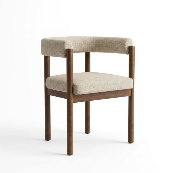 Silla Caelum en Madera Sólida y Textil Bouclé en madera noble, vista principal completa
