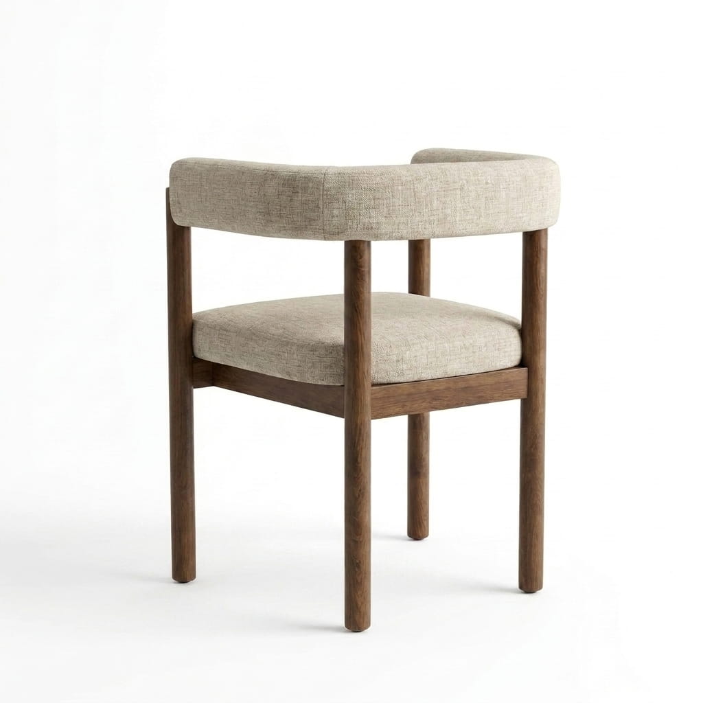 Silla Caelum en Madera Sólida y Textil Bouclé fabricado a mano en el taller Lemich de Ocotlán, Jalisco