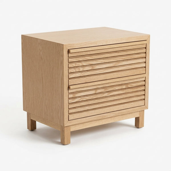 Buró Japandi en Madera Natural · Atemporal - Vista frontal simétrica en fondo blanco | LEMICH Muebles de Lujo Ocotlán