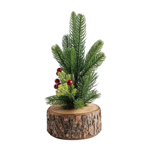 Centro de mesa navideño Mod. Roncón mágico chic en madera noble, vista principal completa