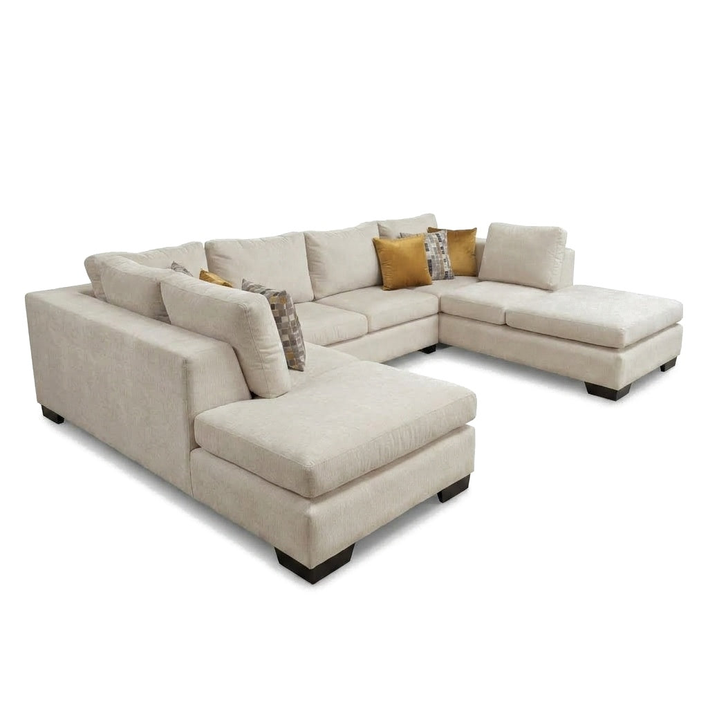 Gran Sala Seccional Roma en U con Doble Chaise Lounge - Fondo Blanco Hero - Vista Principal | LEMICH Muebles de Lujo