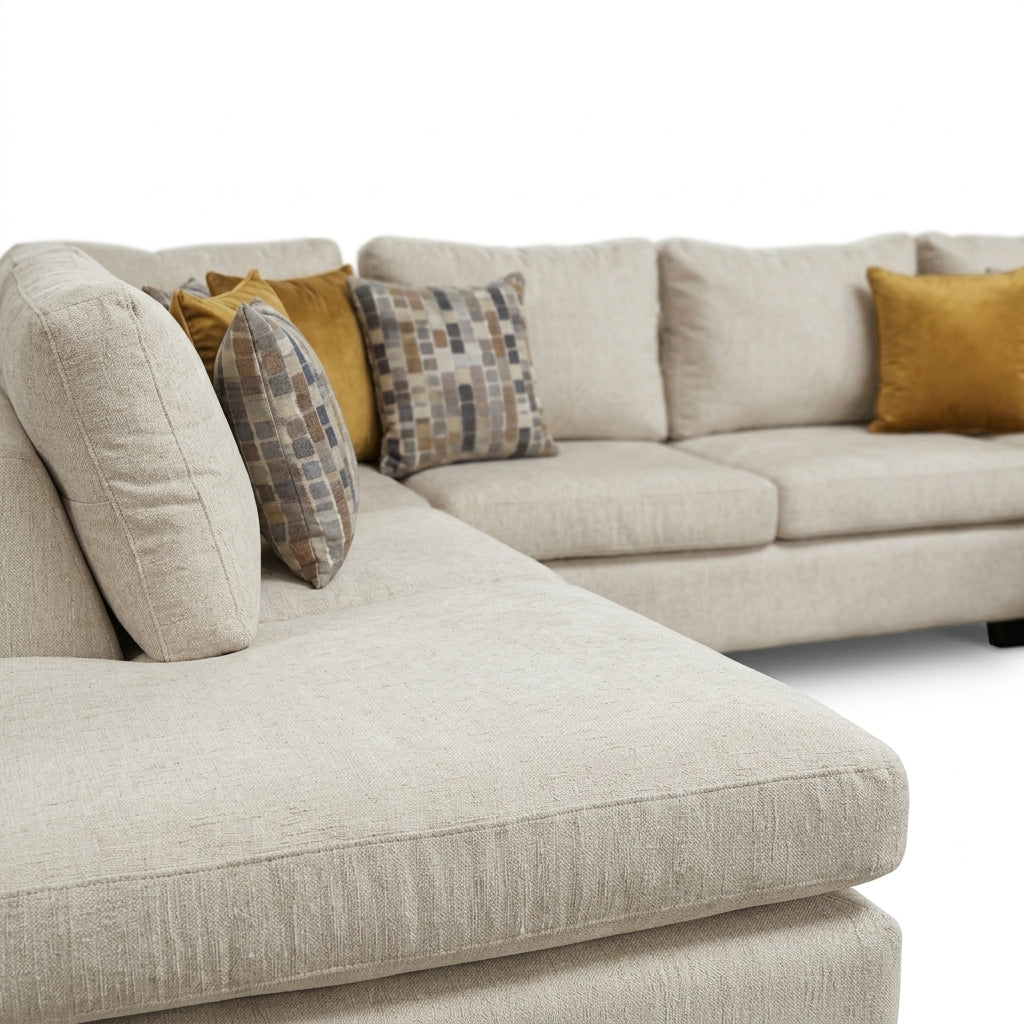 Gran Sala Seccional Roma en U con Doble Chaise Lounge - Perspectiva Fondo Blanco | LEMICH Muebles de Lujo