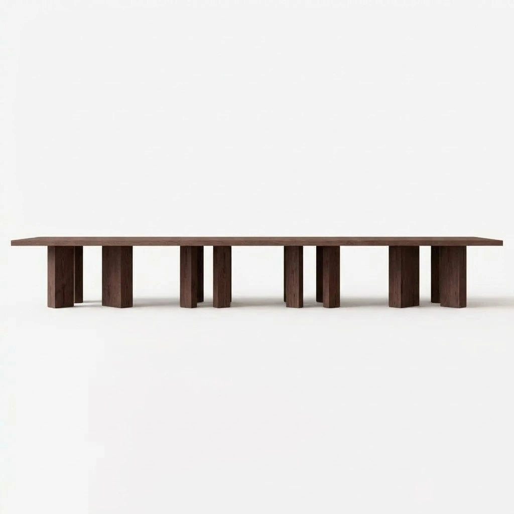 Perfil lateral arquitectónico y proporción longitudinal de Mesa de Comedor Diadem para 12 sillas en nogal | LEMICH Atelier