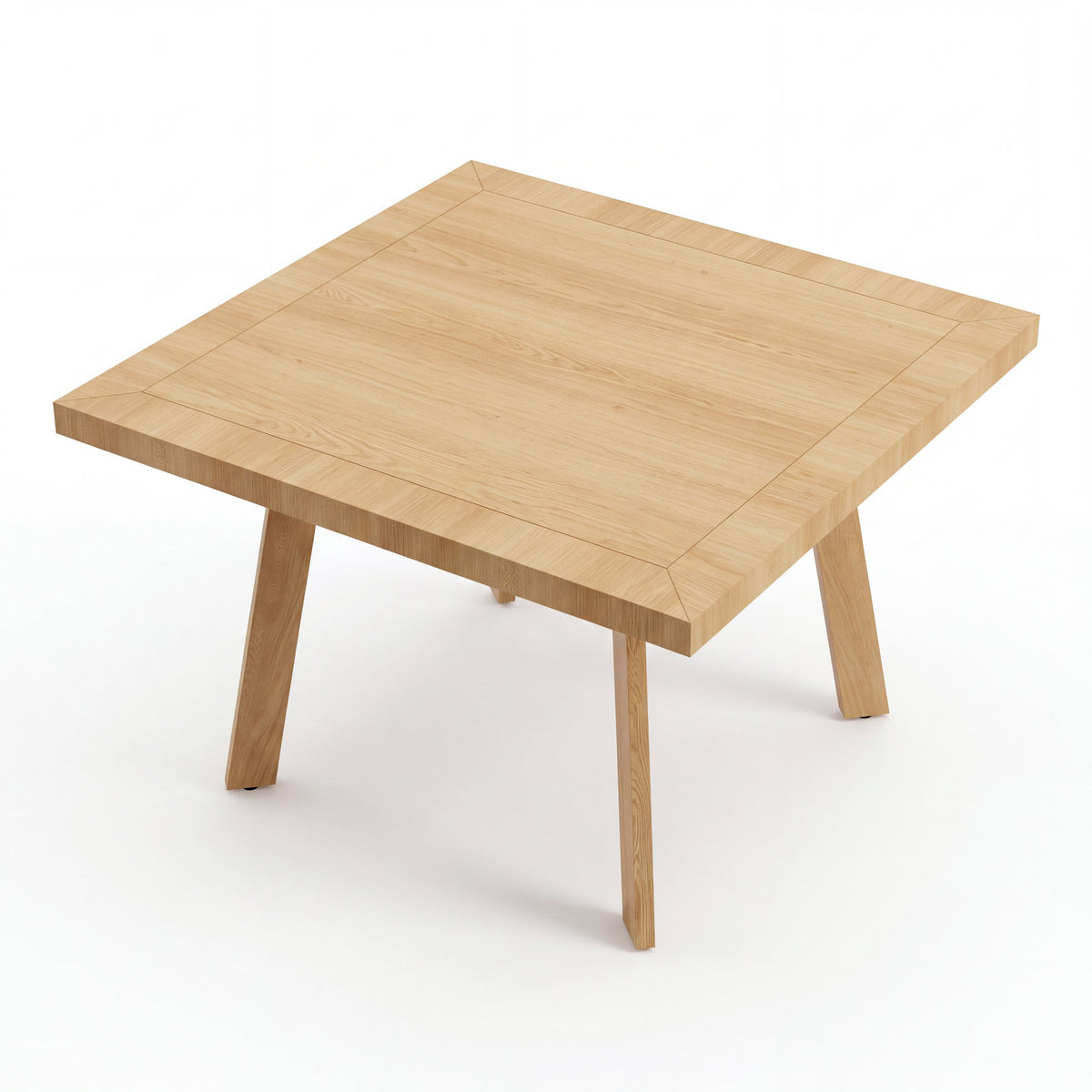 Mesa de Comedor Elara para 4 sillas en Encino con Base en Rosa Morada Sólida · Silueta Escultural - Perspectiva principal tres cuartos en fondo blanco | LEMICH Muebles de Lujo Ocotlán