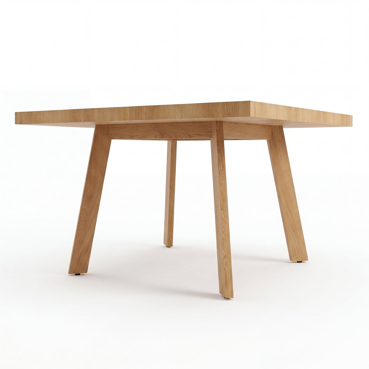 Mesa de Comedor Elara para 4 sillas en Encino con Base en Rosa Morada Sólida · Silueta Escultural - Vista frontal simétrica en fondo blanco | LEMICH Muebles de Lujo Ocotlán