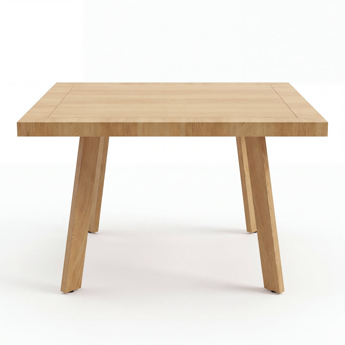 Mesa de Comedor Elara para 4 sillas en Encino con Base en Rosa Morada Sólida · Silueta Escultural - Vista cenital de cubierta con veta continua de encino | LEMICH Muebles de Lujo Ocotlán
