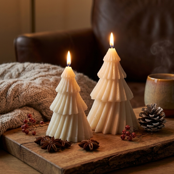 Velas pino navideño 2 pzas.