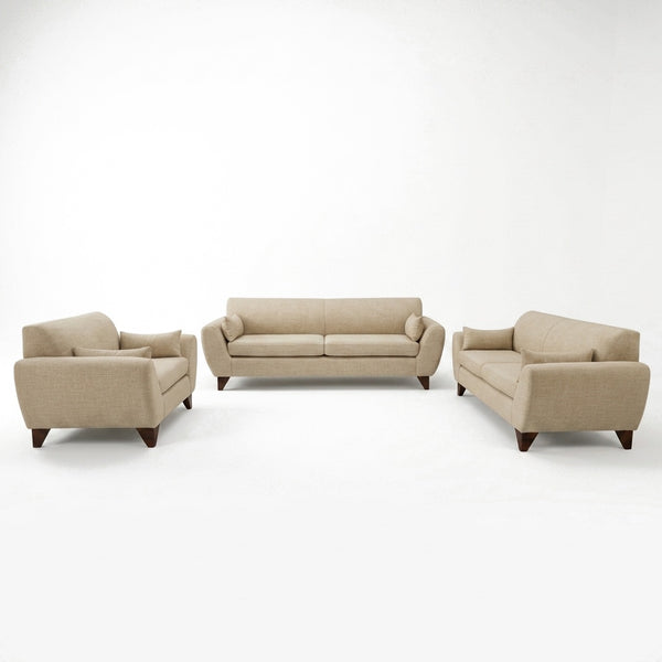 Sala Clásica Marcella en Lino Natural y Patas de Encino - Fondo Blanco Hero - Vista Principal | LEMICH Muebles de Lujo