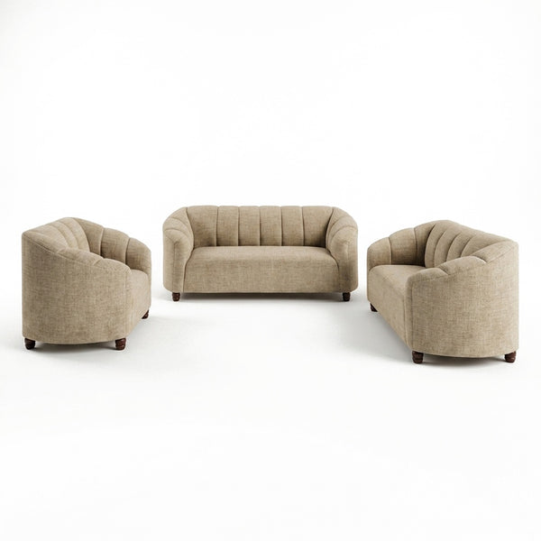 Sala Escultórica Nuvola en Bouclé Crema con Respaldo Canalé - Fondo Blanco Hero - Vista Principal | LEMICH Muebles de Lujo