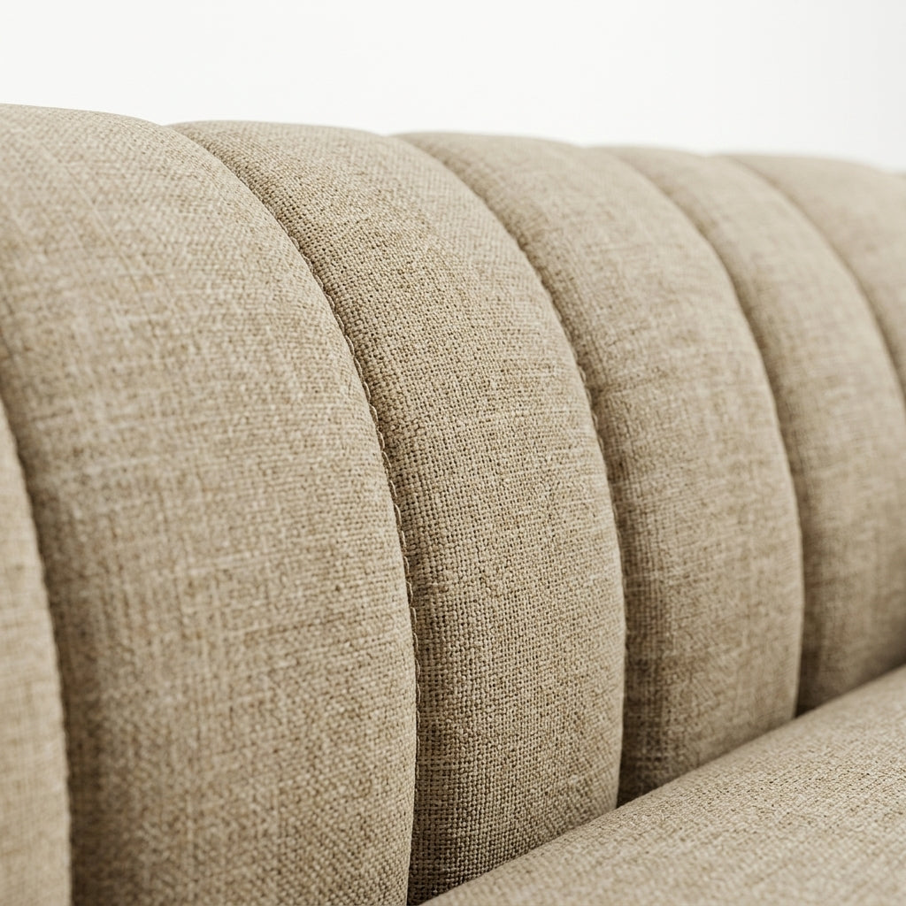 Sala Escultórica Nuvola en Bouclé Crema con Respaldo Canalé - Detalle y Acabados de Alta Gama | LEMICH Muebles de Lujo