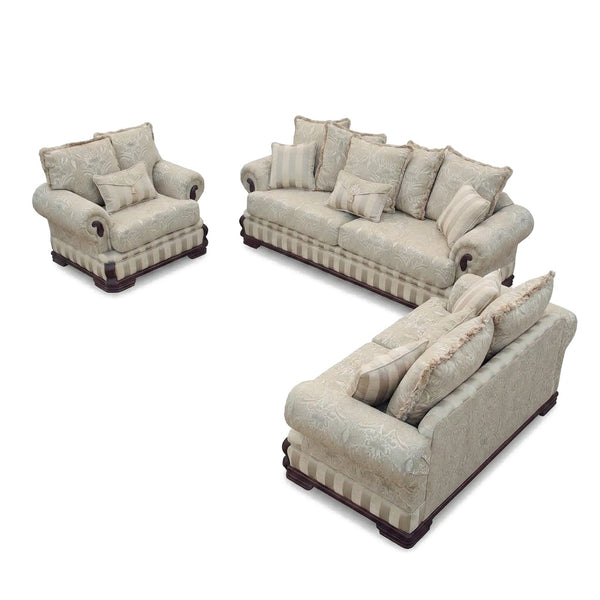 Sala Señorial Granducale Bellini con Faldón Plisado y Brazos Rodillo - Fondo Blanco Hero - Vista Principal | LEMICH Muebles de Lujo
