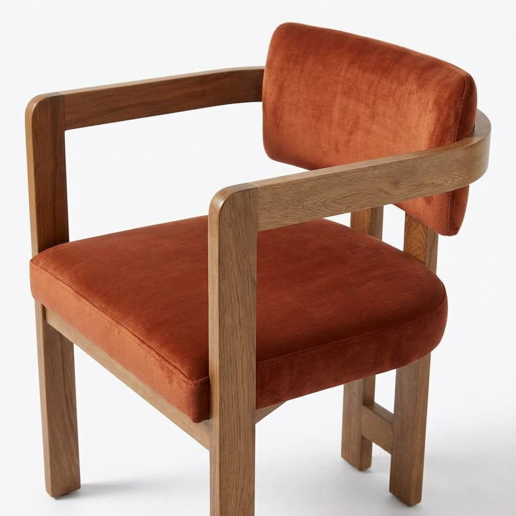 Silla Exalt en Rosa Morada Sólida y Terciopelo · Escultural - Vista en ángulo superior tres cuartos | LEMICH Muebles de Lujo Ocotlán