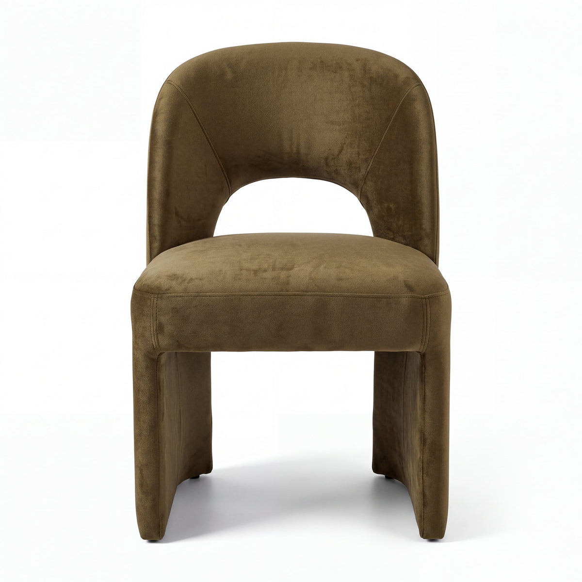 Silla Palma en Terciopelo Verde Bosque · Escultural - Perspectiva posterior tres cuartos con apertura en arco escultural | LEMICH Muebles de Lujo Ocotlán
