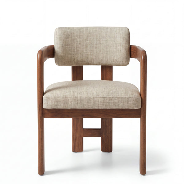Silla Vesper en Madera Sólida Maciza · Escultural - Perspectiva posterior tres cuartos con respaldo arquitectónico | LEMICH Muebles de Lujo Ocotlán
