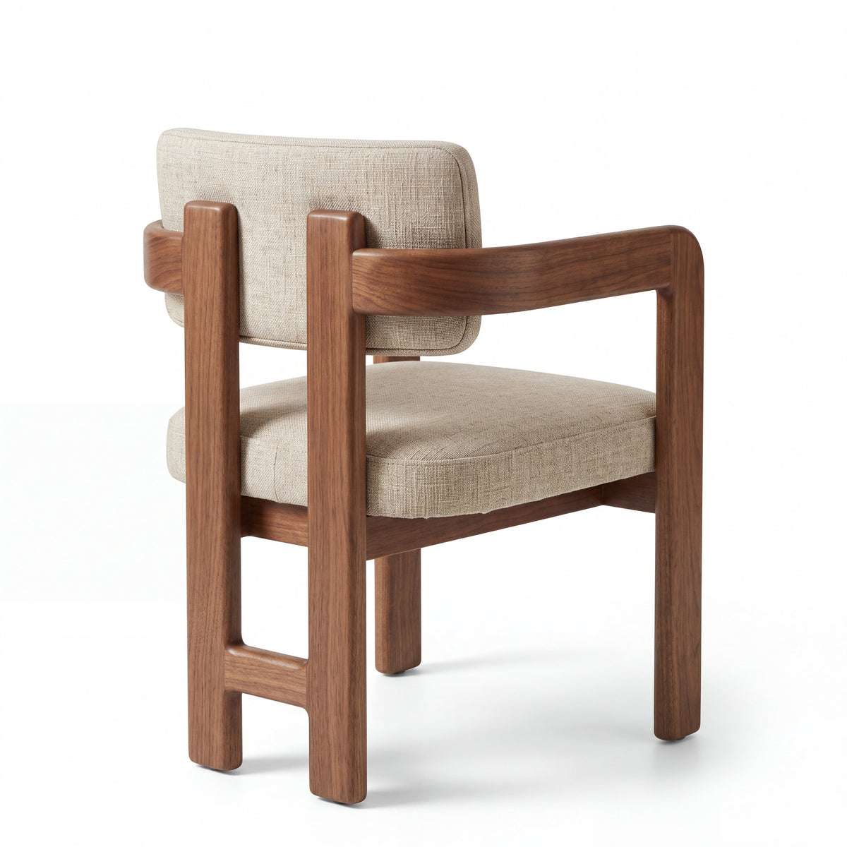 Silla Vesper en Madera Sólida Maciza · Escultural - Vista posterior simétrica y ensamble en H | LEMICH Muebles de Lujo Ocotlán