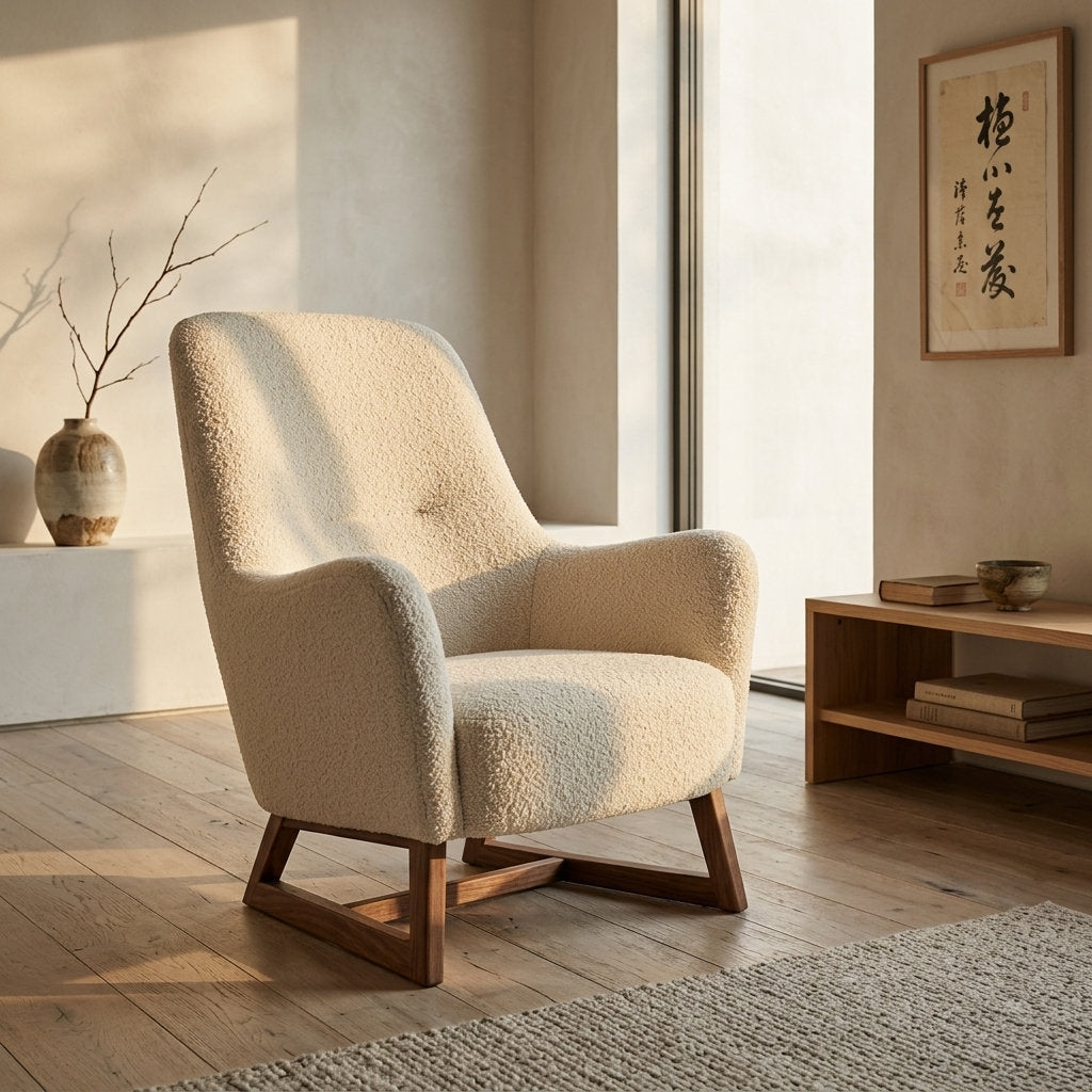 Sillón Aura · Rosa Morada · Diseño Minimalista y Cómodo - Ambientada con Luz Natural Matutina | LEMICH Muebles de Lujo Ocotlán