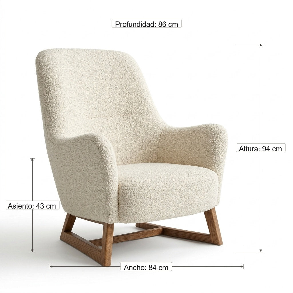 Sillón Aura · Rosa Morada · Diseño Minimalista y Cómodo - Guía de Medidas y Proporciones en Centímetros | LEMICH Muebles de Lujo Ocotlán